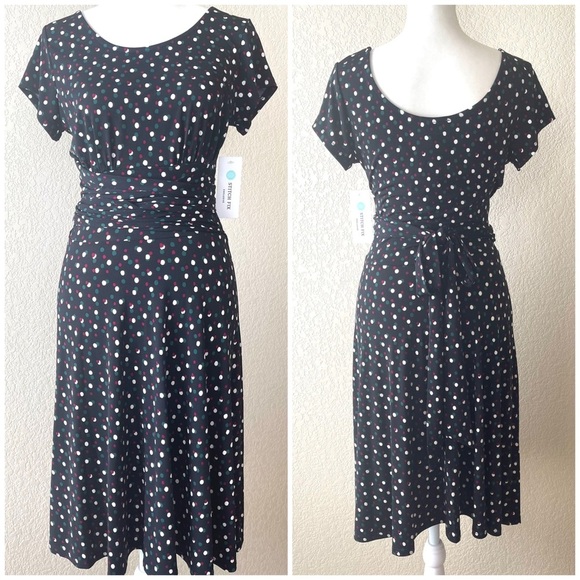 NWT LEOTA Veronica Knit Dress in black Polka dot - Picture 6 of 9